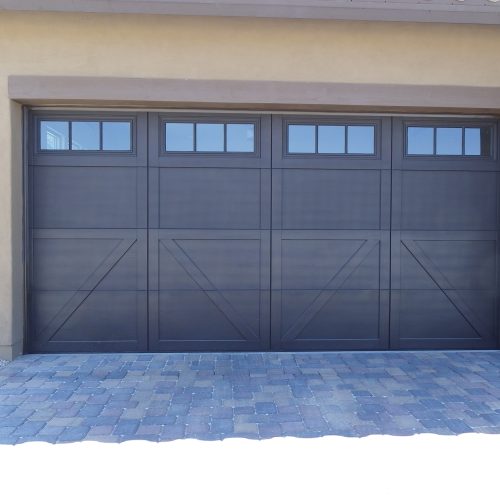 Double car garage SteelHouse Bradford B6 model in Woodtone Finish with Vents